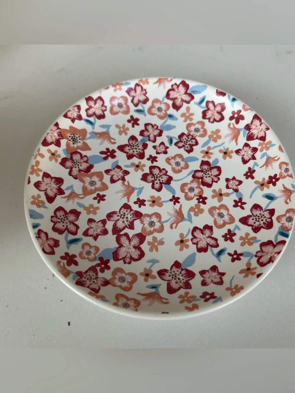 Opalhouse White Tea Cup and Saucer with Blue Peacock and Pink Floral Design